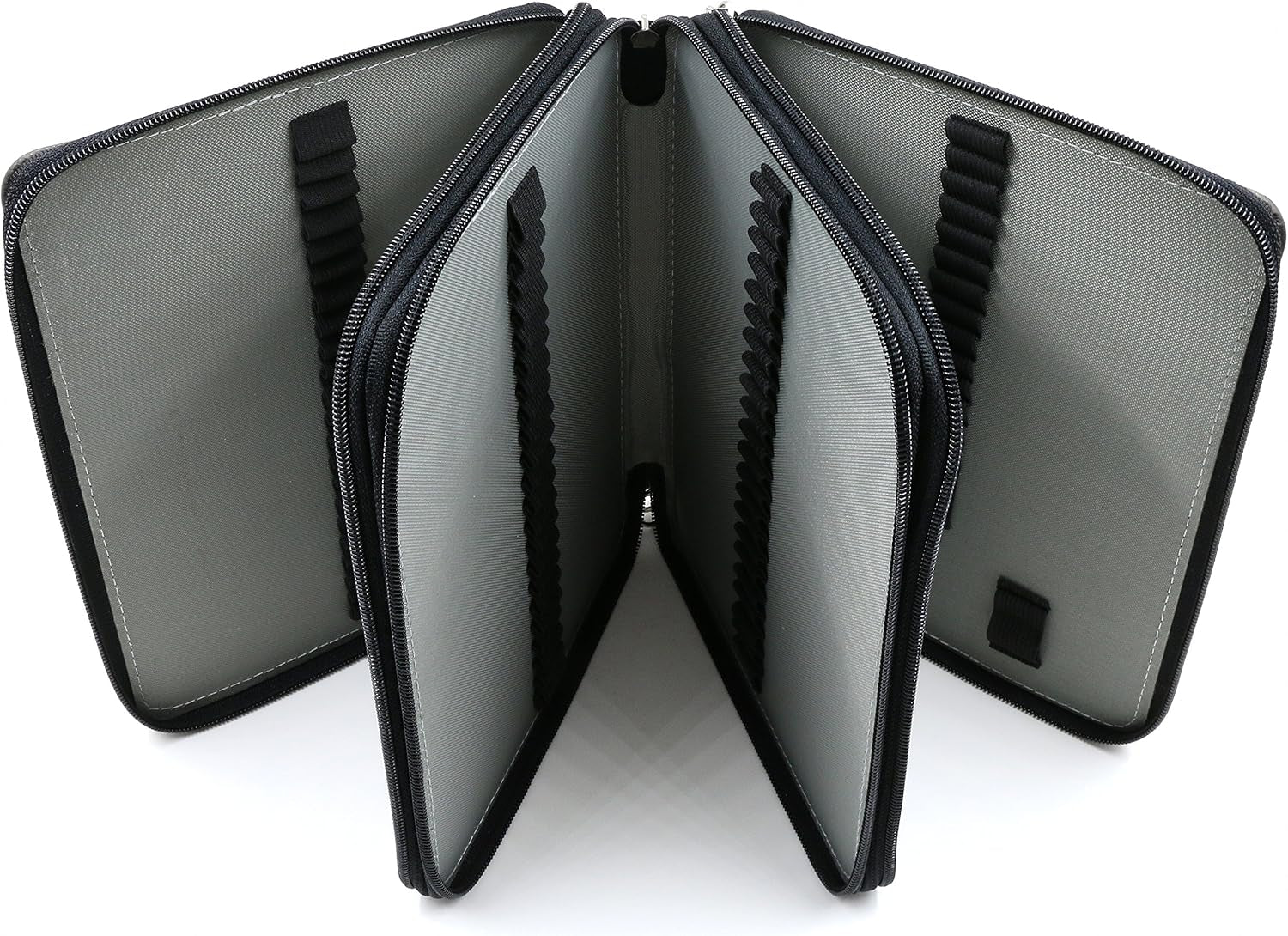 120 Slots Pencil Case - PU Leather Handy Multi-Layer Large Zipper Pen Bag with Handle Strap for Prismacolor Watercolor Pencils, Crayola Colored Pencils, Marco Pens and Makeup Brush (Black)